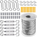 Miniatyrbilde 1 av 4: Wire Rope Kit, Hagesnorstrammer, Rustfritt Stål Wireopphengsett, 30m Nylonbelagt Rustfritt Stål Wire, for Klessnor Teltline
