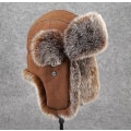 Pikkukuva 1 / 5: Unisex tekoturkista hattu mokkanahalla - tuulenpitävä Ushanka-tyylinen cap