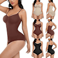 Miniatyrbild 1 av 5: Sömlös fast kontroll Dam Full Body Shaper Slimming Bodysuit 2XL Svart