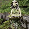 Miniatyrbillede 3 af 5: Fern Fairy Havefigur i Harpiks med Fuglefoder - Udendørs Gudinde Statue