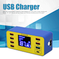 Miniatyrbillede 5 af 8: 8 Port Ladestation 40W Hurtigopladning Multi Port USB Hub Oplader med LCD Digital Display 100‑240V EU-stik