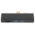 Miniatyrbillede 1 af 8: Til Surface Dock 5 i 1 5 Gbps hukommelseskortlæser 4K opløsning Aluminium Shell Hot Swap USB3.0 Hub til Win10 til Win XPBlack