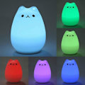 Miniatyrbillede 2 af 5: Natlampe, Silikone Kat Lampe, Børne Sengelampe LED Sød Silikone Kat Lampe til Børn 7 Farver