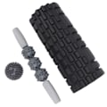 Miniatyrbilde 5 av 8: Skummassasjerullesett Hule muskler Relax Bærbar Fitness Yoga Stick for Midje Nakke RyggSort firedelt dress