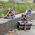 Miniatyrbillede 5 af 5: Engel Statue Kunstværk Skrivebords Ornament til Stue Hylde Pejs Liggende Læsende Engel