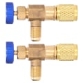 Miniatyrbillede 3 af 8: 2 STK Køleventil Aircondition Kølemiddelkontrolventil Fluorpåfyldningsadapter til R22 R404 R407 1/4SAE gevind