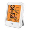 Miniatyrbild 2 av 8: Termometer Hygrometer Inomhus Digital Temperatur Fuktighet Monitor Mätare med Bakgrundsbelysning för Växthus Vit
