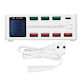 Miniatyrbillede 1 af 8: 100W 8-port USB-opladningsstation Multiport USB C-opladerstation med LCD-display til smartphones og tablets 100-240V WLX 818D EU-stik