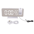 Miniatyrbillede 1 af 8: FM-radio LED digitalt smart vækkeur LED digitalt projektionsvækkeur til soveværelse seng hvid krop hvidt tegn