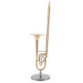 Miniatyrbilde 7 av 8: Miniatyr trombone replika med stativ og veske Gullbelagt instrumentmodell Musikalske ornamenter