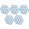 Miniatyrbilde 7 av 8: 5 stk Silikon Hexagon Plassmatte Varmeisolasjon Tallerken Kopp Skål Matte for Spisebord Blå