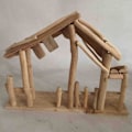 Miniatyrbillede 4 af 5: Juledekorationer Krybbespil Træstald til Udendørs Julekrybbe