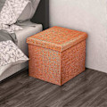 Miniatyrbillede 4 af 5: Foldbar Puf 30x30x30 cm i Mandarin Orange - Dekorativ Opbevaringsboks i Linned-look Stof for at Spare Plads - Skammel Bænk Sæde