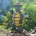 Miniatyrbillede 3 af 5: Skildpaddeformet havestatue med lampe til 7,54,512,5 cm