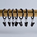 Miniatyrbillede 2 af 5: 30 stk. 35 mm Diameter Multipurpose Gardiner Clips Gardiner Stang Gardiner Ringe med Clips, Sort