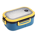 Miniatyrbilde 1 av 8: 1200 ml Bento Lunsjboks Dobbelt Lag Isolasjon Lunsjboks Beholder med Gaffel Skje for Studenter Kontorarbeidere Blå