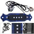 Miniatyrbild 5 av 6: Magnetisk pickup-krets för akustisk elgitarr - ABS-hus, ljudhål - 6 strängar (blå)