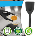Miniatyrbilde 5 av 5: Stekt Egg Dobbel Spatel, Non-stick Matklype 2-I-1 Silikon Eggvender Pannekake Brødklemme Grillspade Tang for Matgrep og Snuing