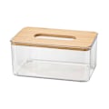 Miniatyrbillede 1 af 5: Bambuslåg Vævsæske Moderne Minimalistisk Design Transparent Beholder Vævsarrangør til Stue og Badeværelse