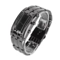Miniatyrbillede 3 af 8: LED-ur Unik Binær Time Mode Display Konveks buestruktur Vandtæt LED-armbåndsur Elektronisk ur Sort S