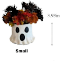 Miniatyrbillede 4 af 4: Resin Mache Halloween Trick or Treat Spande, Søde Spøgelsesspande, Spøgelsesurtepotte, Spøgelsesslikskål (lille)