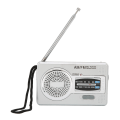 Pikkukuva 6 / 8: AM FM -transistoriradio DSP-siruilla, kannettava taskukokoinen miniradio kaiuttimen ja kuulokeliitännän kanssa, hopeaharmaa