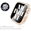 Miniatyrbillede 3 af 5: Bling Diamant Hærdet Glas Etui til Apple Watch Series 6/5/4/SE, Rosaguld/Pink (2 Pak)