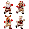 Miniatyrbillede 1 af 5: 4 stk. Julepynt DIY Julegaver Julemand Snemand Træ Vedhæng Dukke Ornament Hjem Soveværelse Bil Juletræ, Juletræsvedhæng