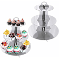 Miniatyrbillede 1 af 5: 2 stk. Fødselsdags Cupcake Stativer, 3-lags Papkage Stativ, Eftermiddags Te Dessert Frugtholder Kage Display Tårn, Bryllupsfest Servering (Sølv)