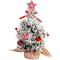 Miniatyrbilde 1 av 5: Bord Kunstig Juletre Med Stoffbunn Og Røde Bær - 30 Cm Rød