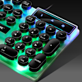 Miniatyrbillede 6 af 8: Tastatur Mus Combo Punk Retro Keycaps USB Kablet Farverig baggrundsbelyst Holdbar ABS tastatur og mus til gaming bærbar PC Black Punk Sæt
