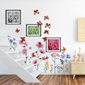Miniatyrbillede 2 af 5: Blomster vægklistermærker, haveblomst klistermærker, soveværelse stue tv-væg