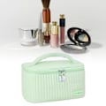 Miniatyrbillede 5 af 8: PU åben låg kageform make up taske kosmetik opbevaringspose blød farve bærbar make up taske lysegrøn