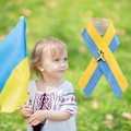 Pikkukuva 8 / 8: Ukrainalainen lippu Rauhan solmu Rintaneula Sininen Keltainen Nauha Pinssit Vaatteille Reppu Hattu Laukku