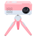 Miniatyrbilde 6 av 8: Mini bærbar projektor LED hjemmekino videomediespiller projektor med stativ 100‑240V hvit rosa EU-plugg