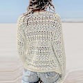 Miniatyrbilde 4 av 5: Ensfarget V-hals blonder heklede bikini strandklær coverup XL aprikos