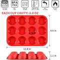 Miniatyrbillede 2 af 5: 12 Kopper Silikone Muffinform - Nonstick BPA-fri Cupcakeform 1 Pakke Almindelig Størrelse Silikoneform