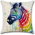 Pikkukuva 2 / 5: set Rainbow Animal Print polyesteripellavatyynynpäälliset vuodesohvan sisustukseen, 45x45cm