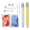 Miniatyrbild 1 av 8: Diamantmålning Pen Set Pack Kit Tillbehör Verktygssats med Utbytbara Huvuden Halkskydd Matta Vax Organizer Gul Grön