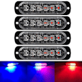 Pikkukuva 1 / 5: 4 kpl LED-hätävilkkuja 6 LED-helmellä autoon, sininen ja punainen varoitusvalo