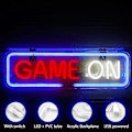 Miniatyrbild 4 av 5: Game On Neonskylt för väggdekor Spel Led Neonljus USB Akryl Dekorativa lampor för spelrum Sovrum Hemmabar Speltävling Klubb Party Födelsedag