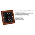 Miniatyrbild 3 av 5: 86 Typ Massiv Träpanel Strömbrytare Vägglampa Retro Mässing Vippströmbrytare Trämönster Elektrisk Strömbrytare S