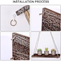 Pikkukuva 3 / 5: Macrame Bohemian -seinähylly tupsuyksityiskohtiin - Käsinkudotut puiset ripustushyllyt makuuhuoneeseen, olohuoneeseen tai kylpyhuoneeseen