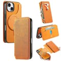 CASENEO Compatible with iPhone 16 Cross-Grain Leather Case Detachable Magnetic Phone Case Yellow