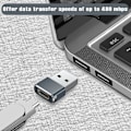 Miniatyrbild 4 av 5: USB till USB C Adapter 3-pack, Typ C Hona till A Hane Laddarkabel Konverterare Grå