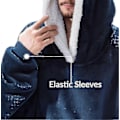 Miniatyrbillede 5 af 5: Blanket Sweatshirt Oversized Hoodie Bærbar Blanket Blød Varm Komfortabel Kæmpe Frontlomme - Ny SZJR navy