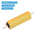 Miniatyrbillede 2 af 4: 100w 200 Ohm Aluminium Skal Modstand, 2 Pak Aluminium Hus Modstand Indkapslet Kabinet Trådviklede Modstande Skrue Tap Effekt Modstand, Gylden