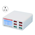Miniatyrbillede 1 af 8: QC3.0 Multi USB Vægoplader 6 Muti Port USB Adapter Strømstik Hurtigopladningsblok Cube med LED-display 100‑240VUK Stik