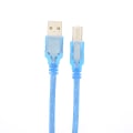 Miniatyrbilde 4 av 6: Gjennomsiktig blå USB-datakabel - 1,5 meter lengde (A hann til B hann)