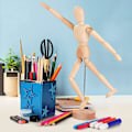 Miniatyrbilde 5 av 6: Tegnemodell i tre, menneskelig modell for tegning og maling 13 cm kunstnerisk modell med base og fleksibel kropp